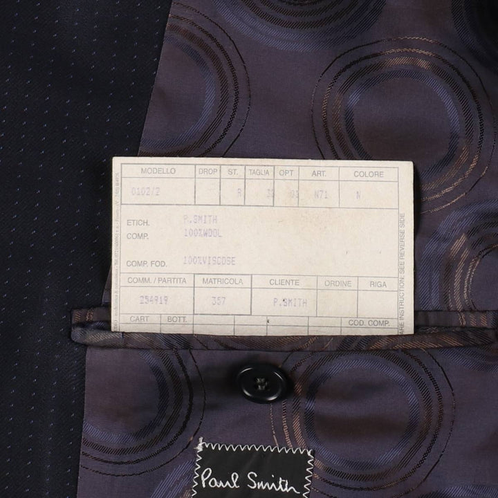 Paul Smith polka dot pattern wool tailored jacket, made in Italy, men's size S equivalent. wool navy blue type Vintage Second Hand