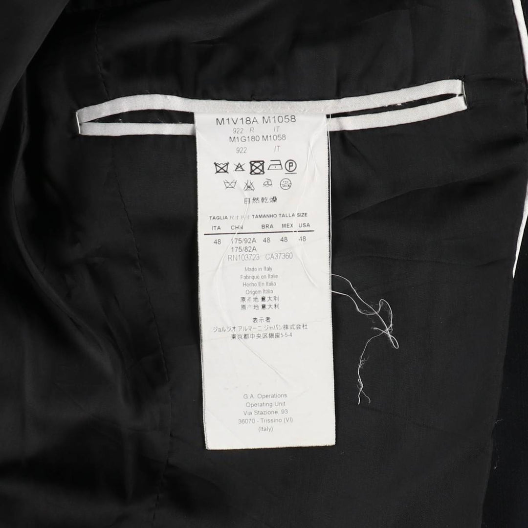 Armani Emporio Armani wool tailored jacket, made in Italy, men's size S (approx.) wool navy blue type Vintage Second Hand