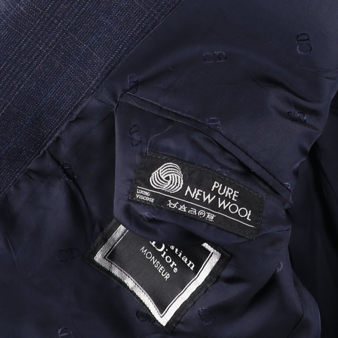 Christian Dior MONSIEUR Check Pattern Wool Tailored Jacket, Men's Size M (approx.) wool Navy blue Vintage Second Hand