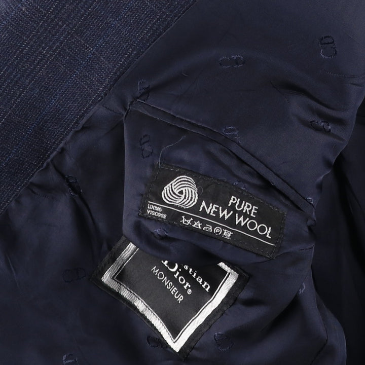 Christian Dior MONSIEUR Check Pattern Wool Tailored Jacket, Men's Size M (approx.) wool Navy blue Vintage Second Hand