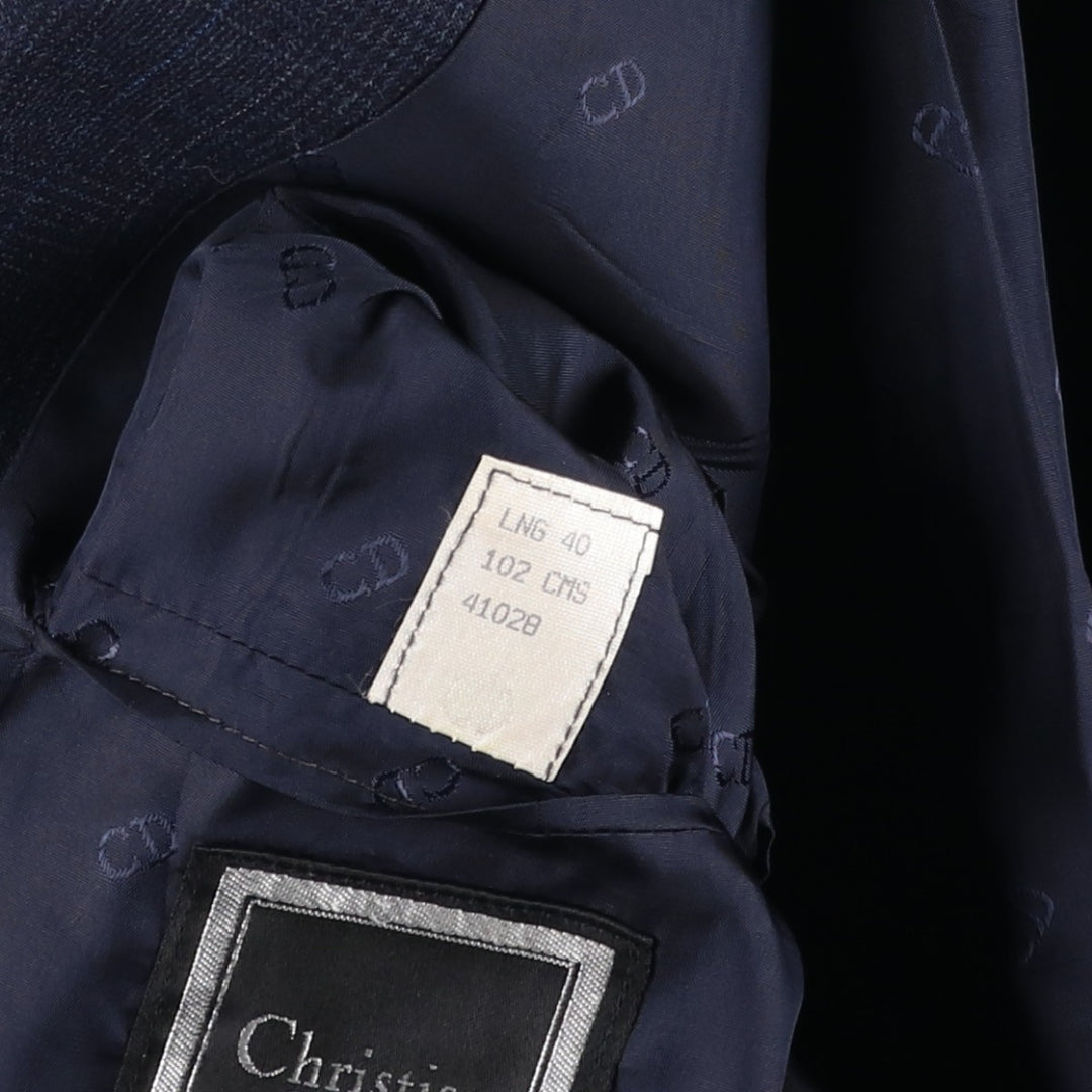 Christian Dior MONSIEUR Check Pattern Wool Tailored Jacket, Men's Size M (approx.) wool Navy blue Vintage Second Hand