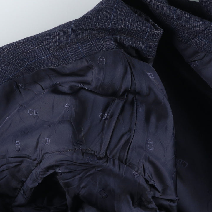 Christian Dior MONSIEUR Check Pattern Wool Tailored Jacket, Men's Size M (approx.) wool Navy blue Vintage Second Hand