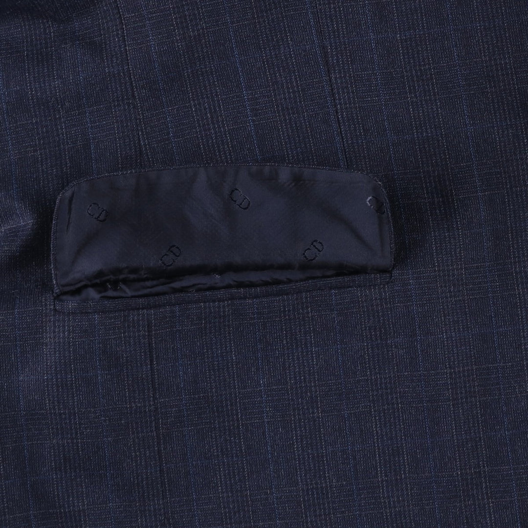 Christian Dior MONSIEUR Check Pattern Wool Tailored Jacket, Men's Size M (approx.) wool Navy blue Vintage Second Hand