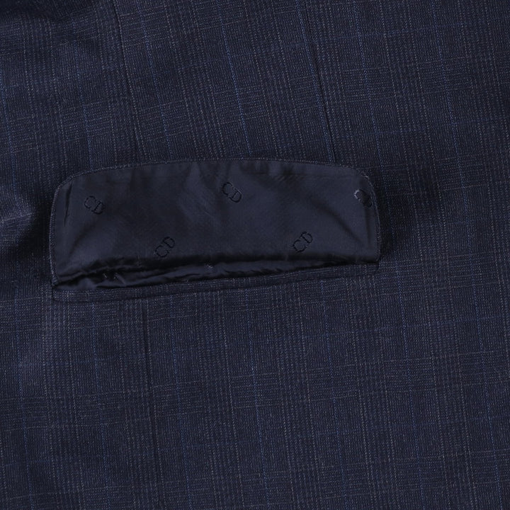 Christian Dior MONSIEUR Check Pattern Wool Tailored Jacket, Men's Size M (approx.) wool Navy blue Vintage Second Hand