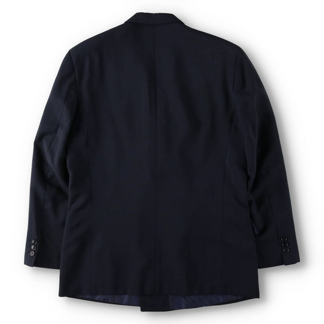 Yves Saint Laurent Diffusion Hommes Double-breasted Peaked Lapel Mohair Blend Tailored Jacket (Men's Size M) polyester Navy blue Vintage Second Hand