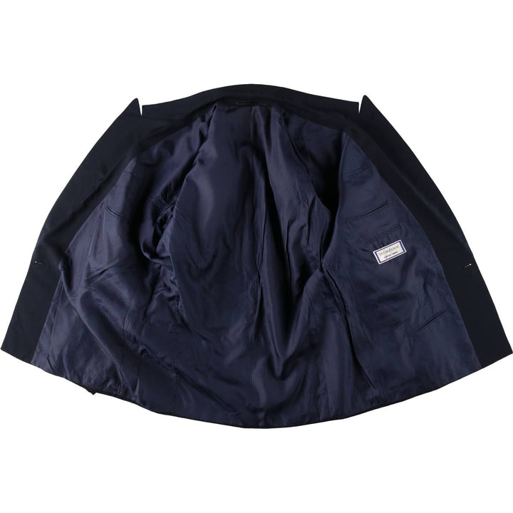 Yves Saint Laurent Diffusion Hommes Double-breasted Peaked Lapel Mohair Blend Tailored Jacket (Men's Size M) polyester Navy blue Vintage Second Hand
