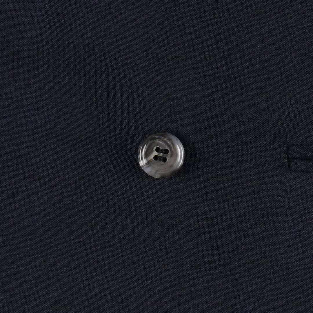 Yves Saint Laurent Diffusion Hommes Double-breasted Peaked Lapel Mohair Blend Tailored Jacket (Men's Size M) polyester Navy blue Vintage Second Hand