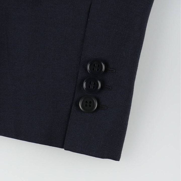 Yves Saint Laurent Diffusion Hommes Double-breasted Peaked Lapel Mohair Blend Tailored Jacket (Men's Size M) polyester Navy blue Vintage Second Hand