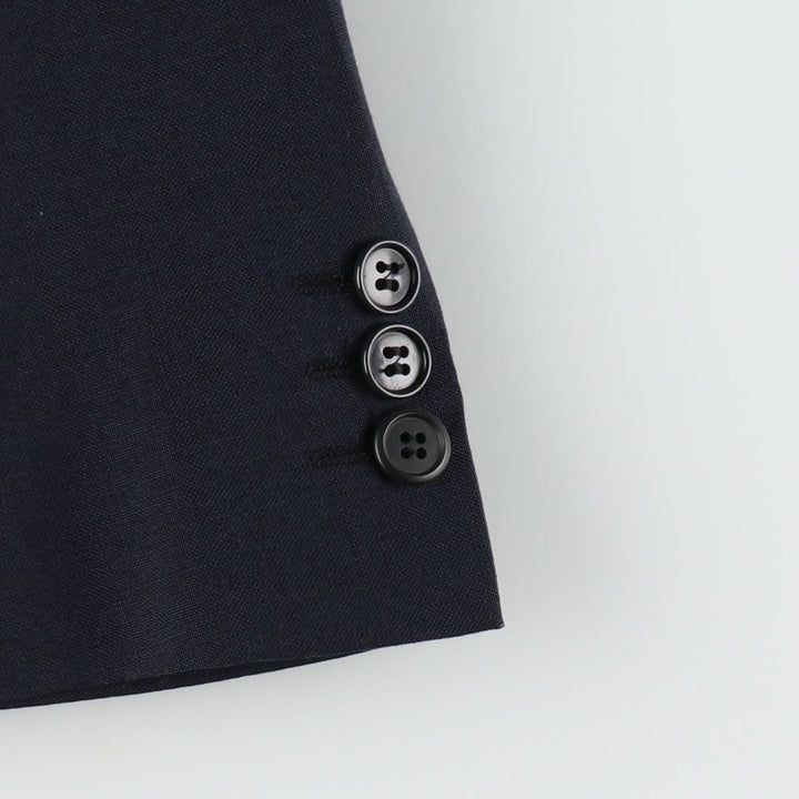 Yves Saint Laurent Diffusion Hommes Double-breasted Peaked Lapel Mohair Blend Tailored Jacket (Men's Size M) polyester Navy blue Vintage Second Hand