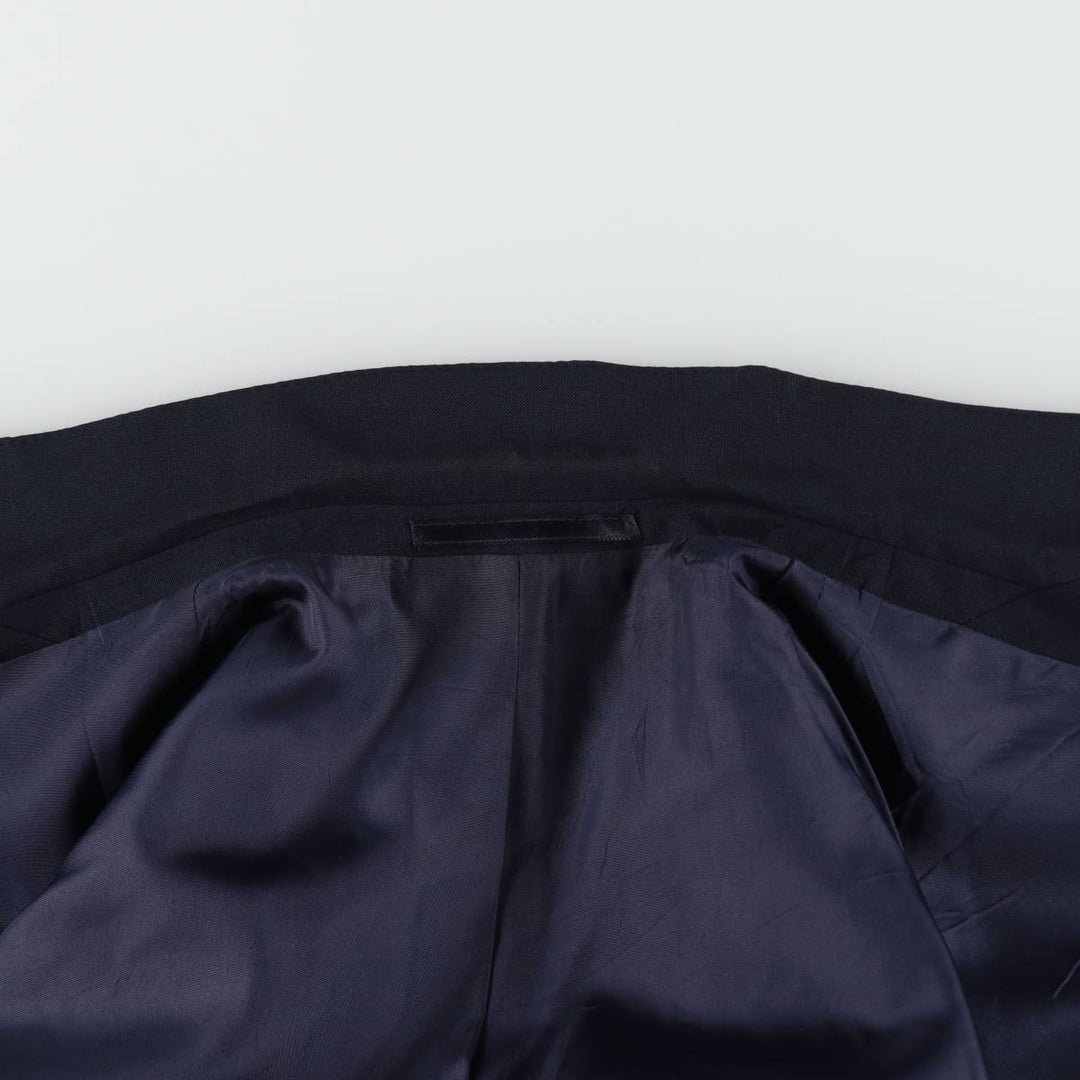 Yves Saint Laurent Diffusion Hommes Double-breasted Peaked Lapel Mohair Blend Tailored Jacket (Men's Size M) polyester Navy blue Vintage Second Hand