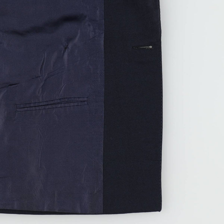Yves Saint Laurent Diffusion Hommes Double-breasted Peaked Lapel Mohair Blend Tailored Jacket (Men's Size M) polyester Navy blue Vintage Second Hand
