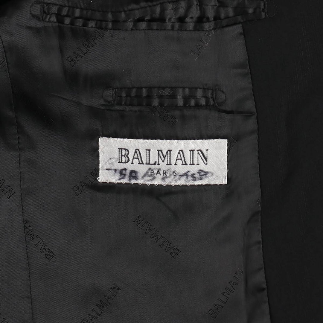 Balmain Paris wool tailored jacket, men's size S (approx.) wool black type Vintage Second Hand