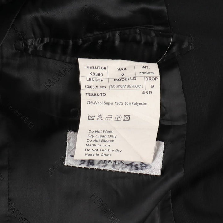Balmain Paris wool tailored jacket, men's size S (approx.) wool black type Vintage Second Hand