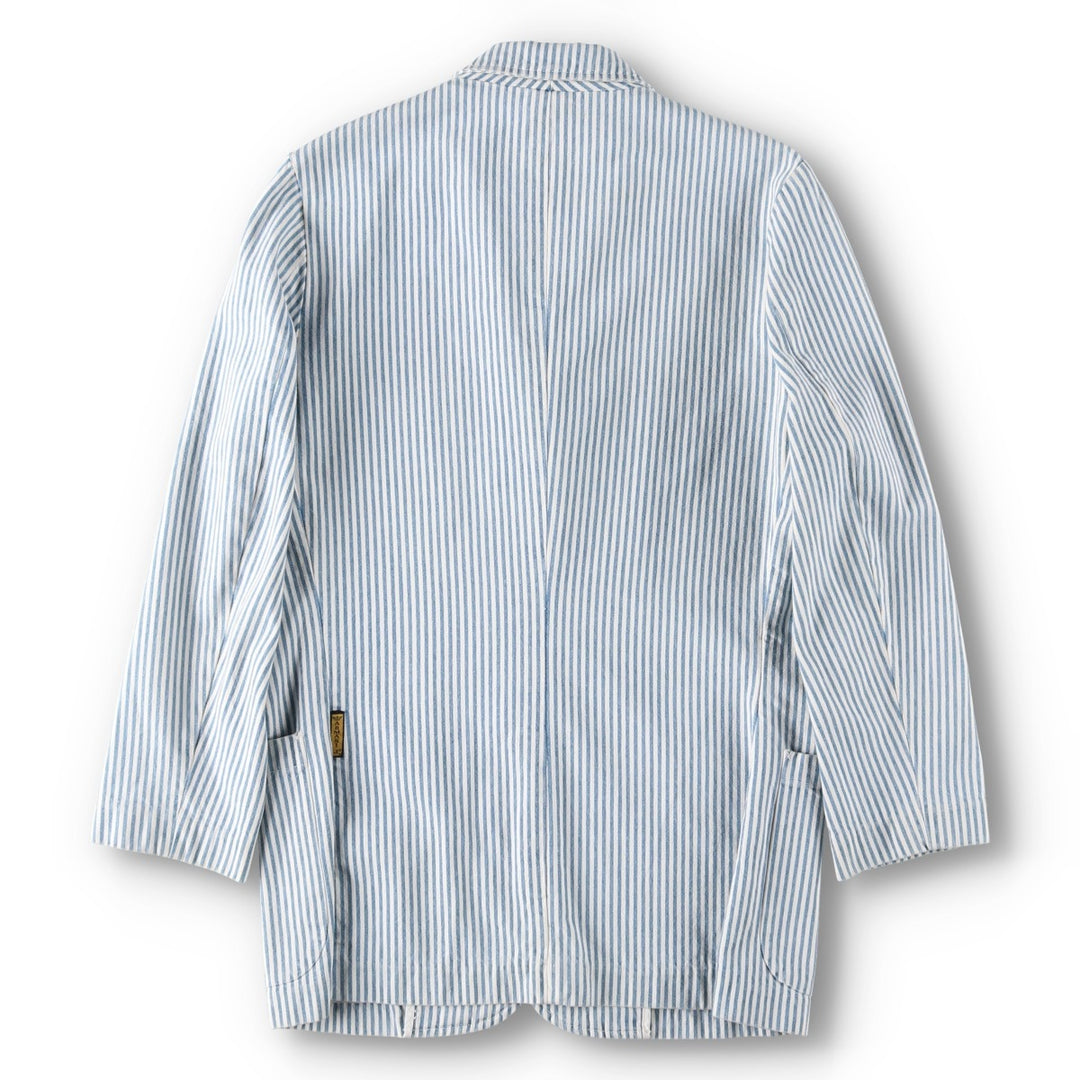 1990'S Giorgio Armani JEANS Stripe Pattern Cotton Tailored Jacket, Men's Size S (approx.) cotton blue type Vintage Second Hand