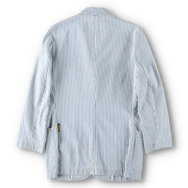 1990'S Giorgio Armani JEANS Stripe Pattern Cotton Tailored Jacket, Men's Size S (approx.) cotton blue type Vintage Second Hand