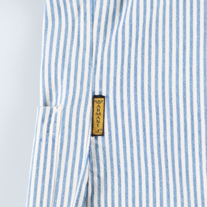 1990'S Giorgio Armani JEANS Stripe Pattern Cotton Tailored Jacket, Men's Size S (approx.) cotton blue type Vintage Second Hand