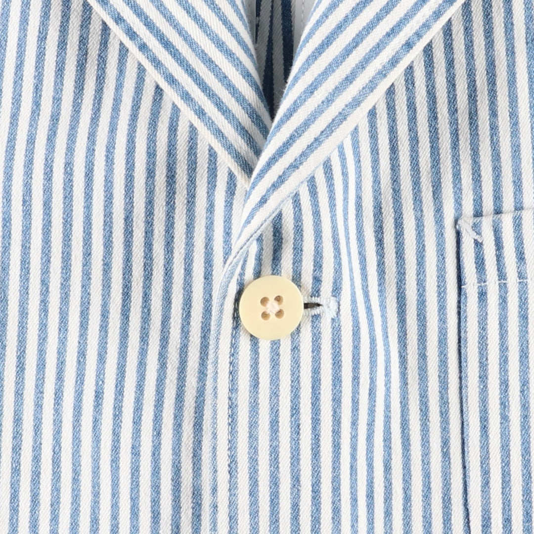 1990'S Giorgio Armani JEANS Stripe Pattern Cotton Tailored Jacket, Men's Size S (approx.) cotton blue type Vintage Second Hand