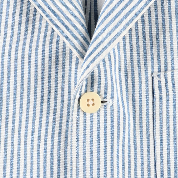 1990'S Giorgio Armani JEANS Stripe Pattern Cotton Tailored Jacket, Men's Size S (approx.) cotton blue type Vintage Second Hand