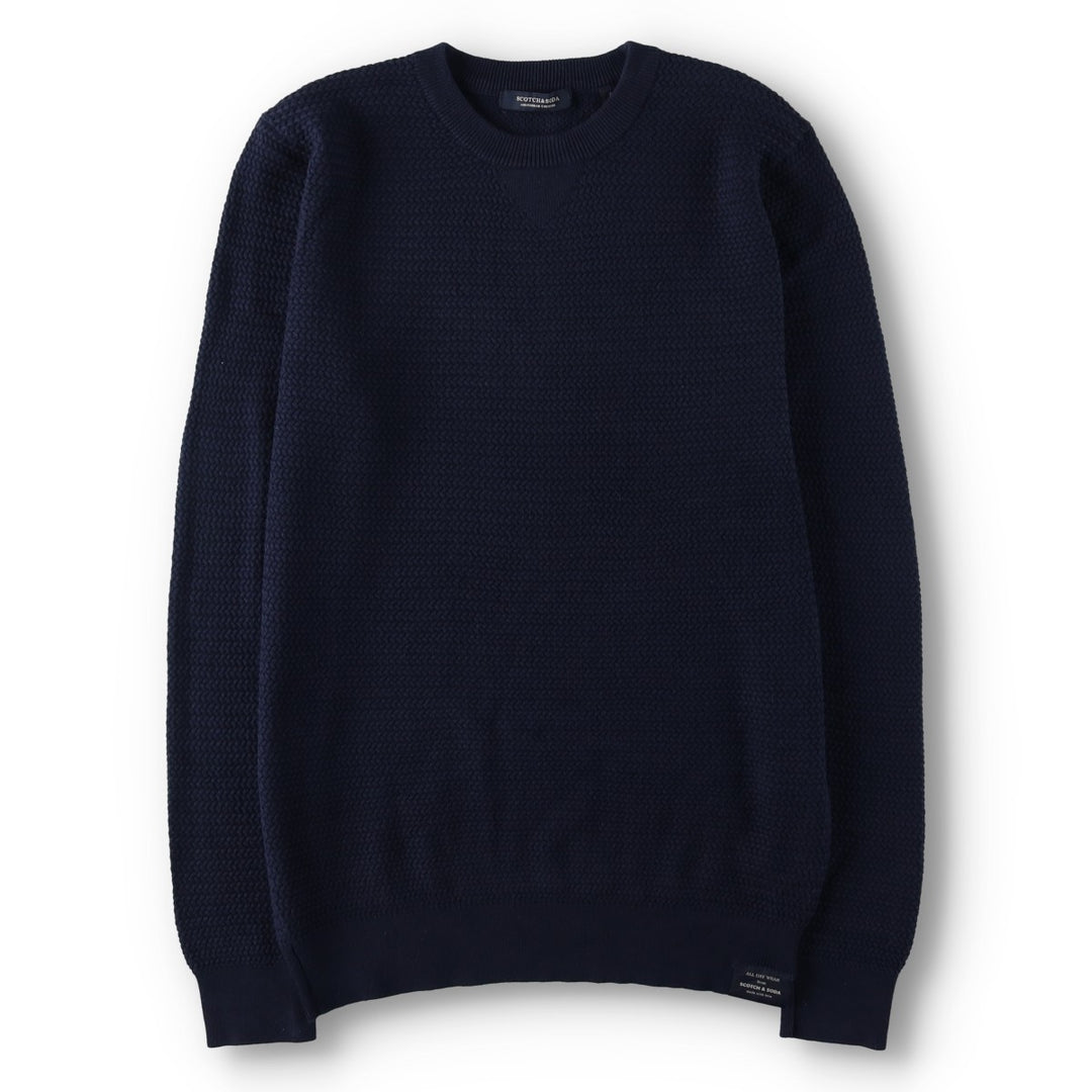 Scotch & Soda cotton knit sweater, men's size L (approx.) cotton navy blue type Vintage Second Hand