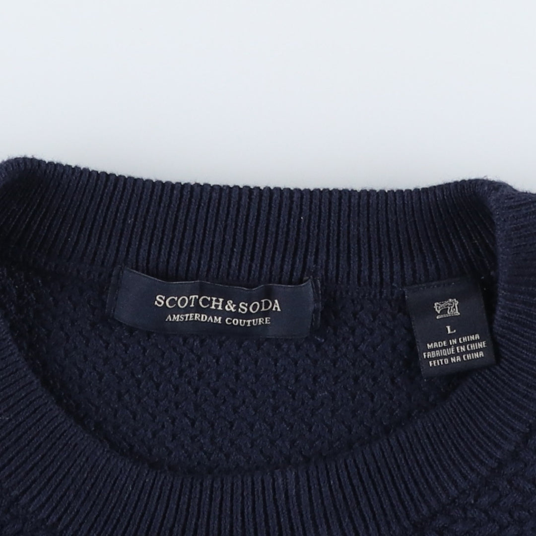 Scotch & Soda cotton knit sweater, men's size L (approx.) cotton navy blue type Vintage Second Hand