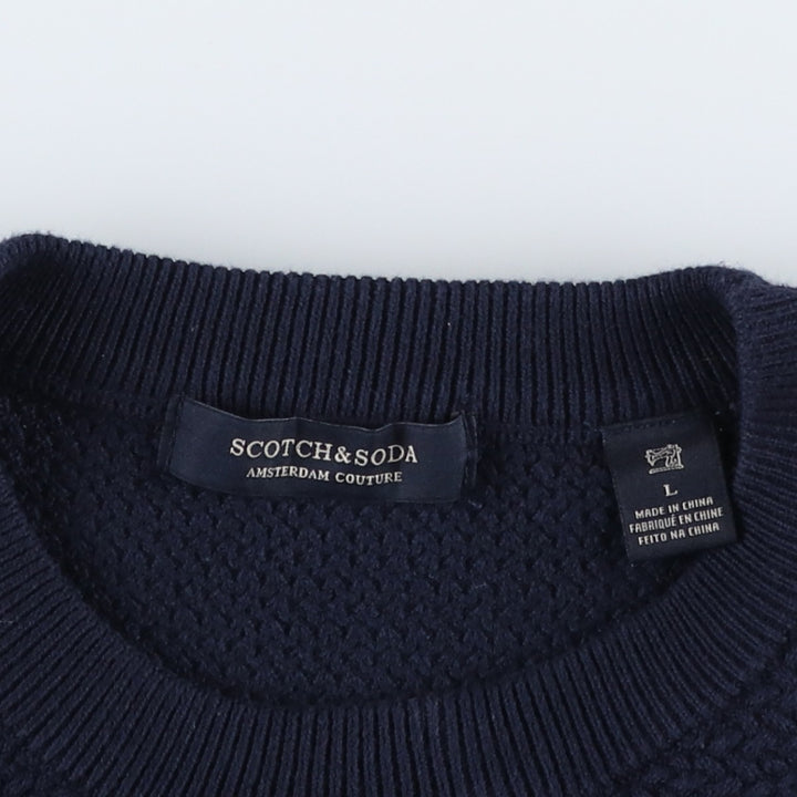Scotch & Soda cotton knit sweater, men's size L (approx.) cotton navy blue type Vintage Second Hand