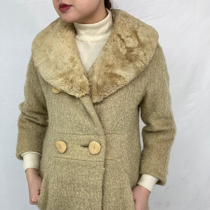 Gordon fur collar wool half coat women's S vintage /eaa109542