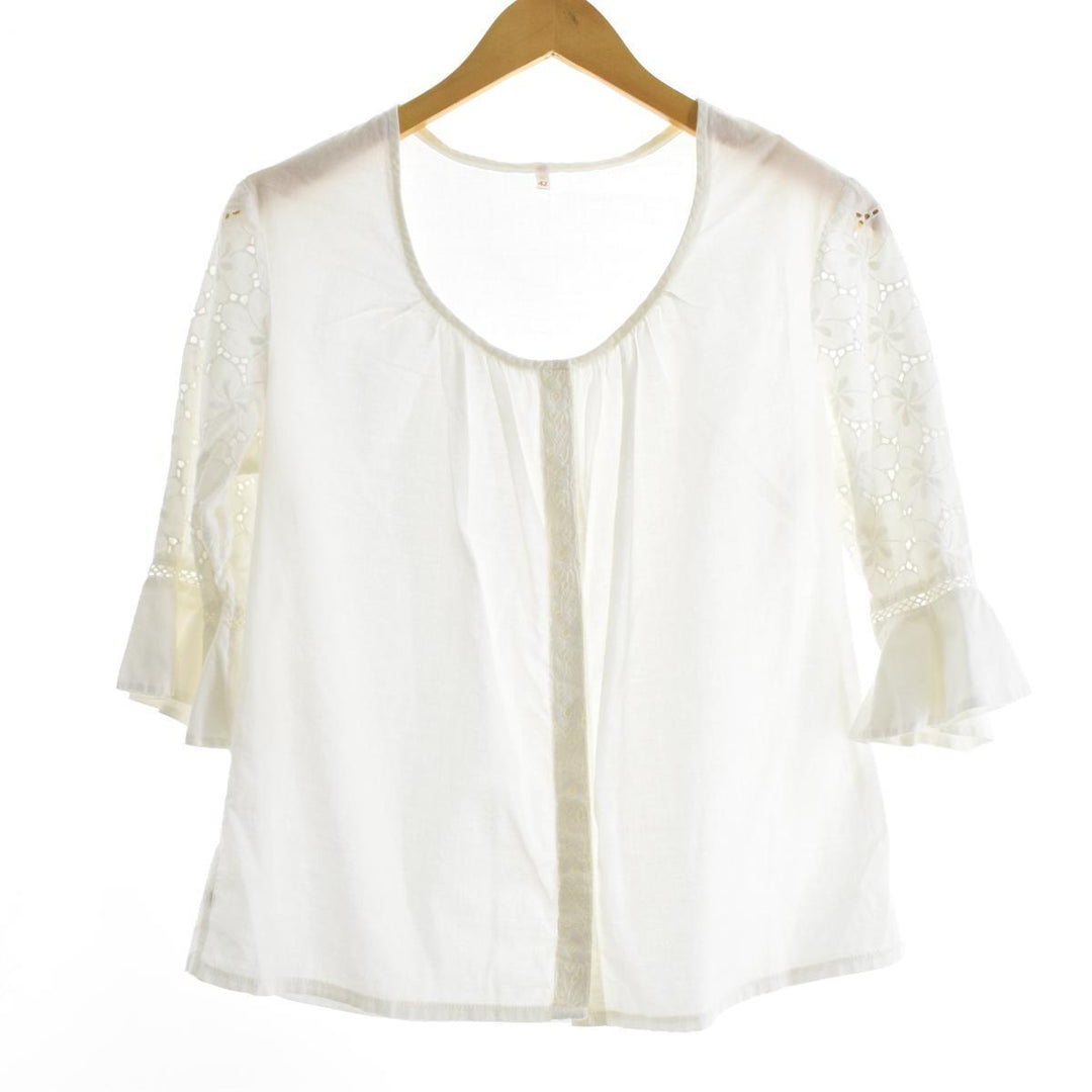 Cutwork embroidery short sleeve Tyrolean blouse for women M /eaa133303