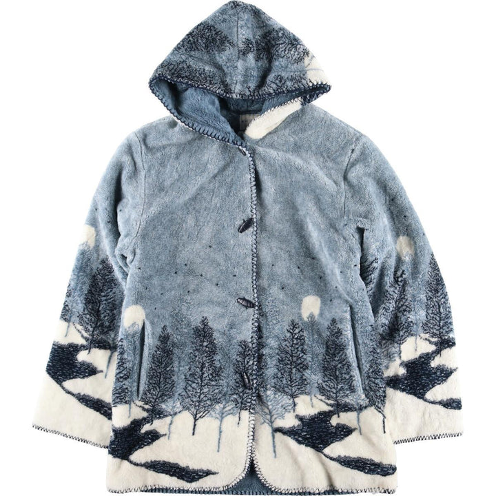 WHITE STAG Landscape Pattern All-over Print Fleece Half Coat Women's M /eaa213021