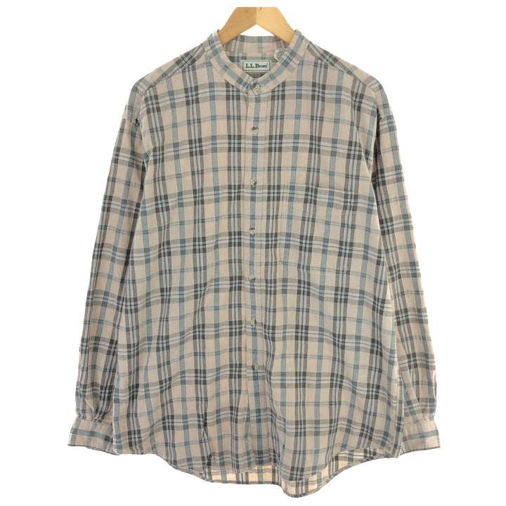 80'S LLBean Check Pattern Stand Collar Shirt Men's Size L Vintage /eaa232995