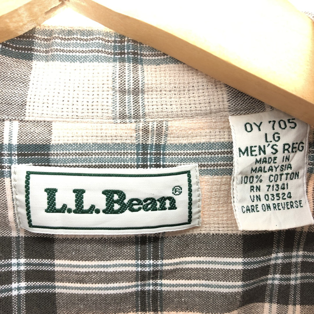 80'S LLBean Check Pattern Stand Collar Shirt Men's Size L Vintage /eaa232995