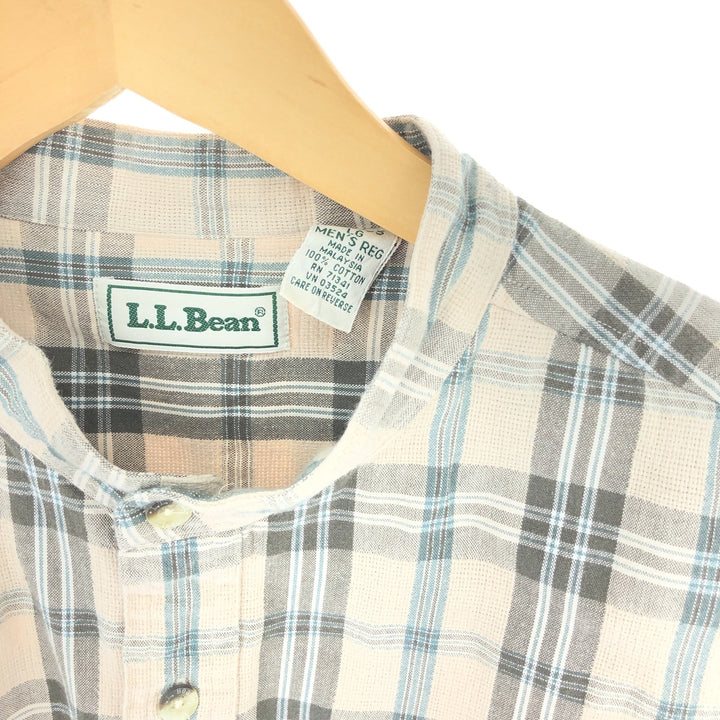 80'S LLBean Check Pattern Stand Collar Shirt Men's Size L Vintage /eaa232995