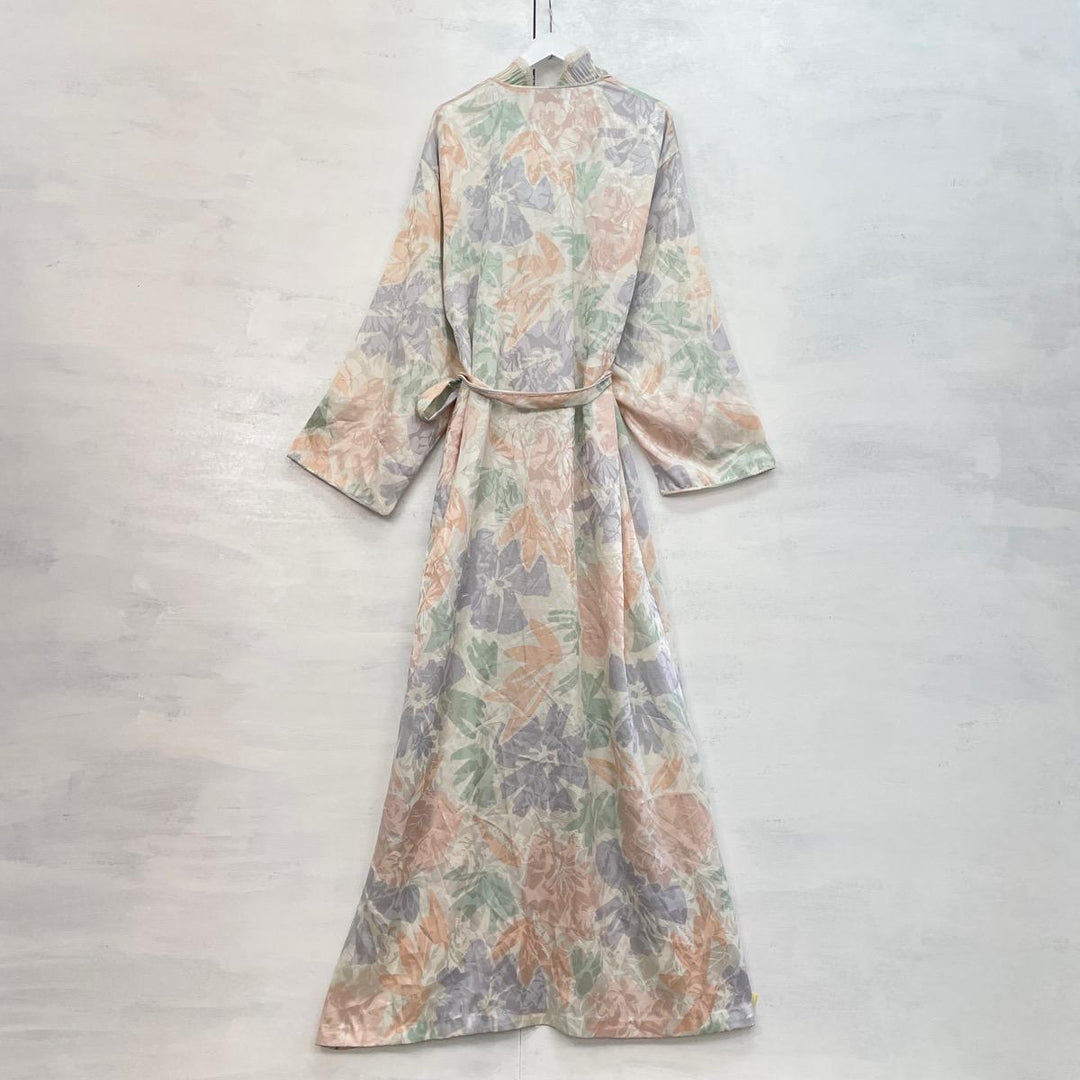 Mary McFaddeu Floral Print Gown Room Robe Made in USA Women's L /eaa246137