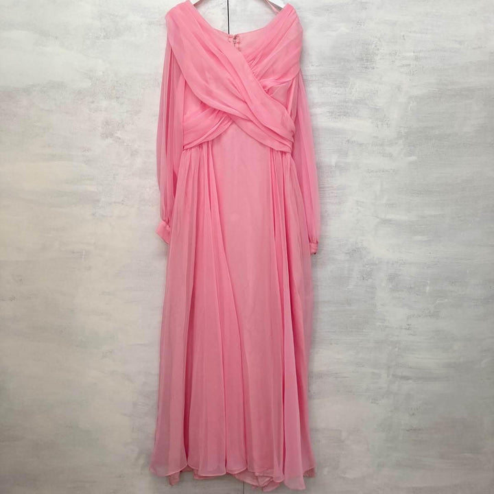 70'S UNKNOWN Maxi Length Long Sleeve Flare Dress Women's M Vintage /eaa246279