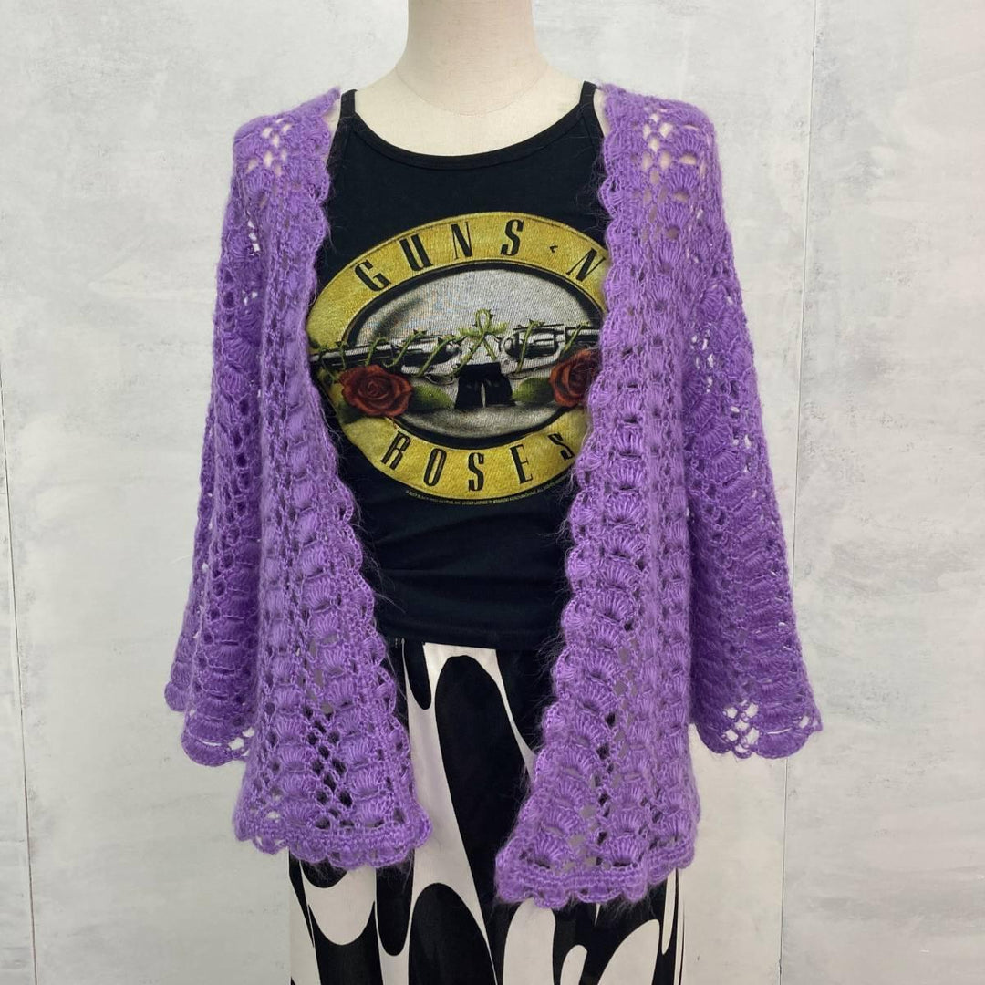 Crochet knit cardigan, women's M, vintage /eaa246458