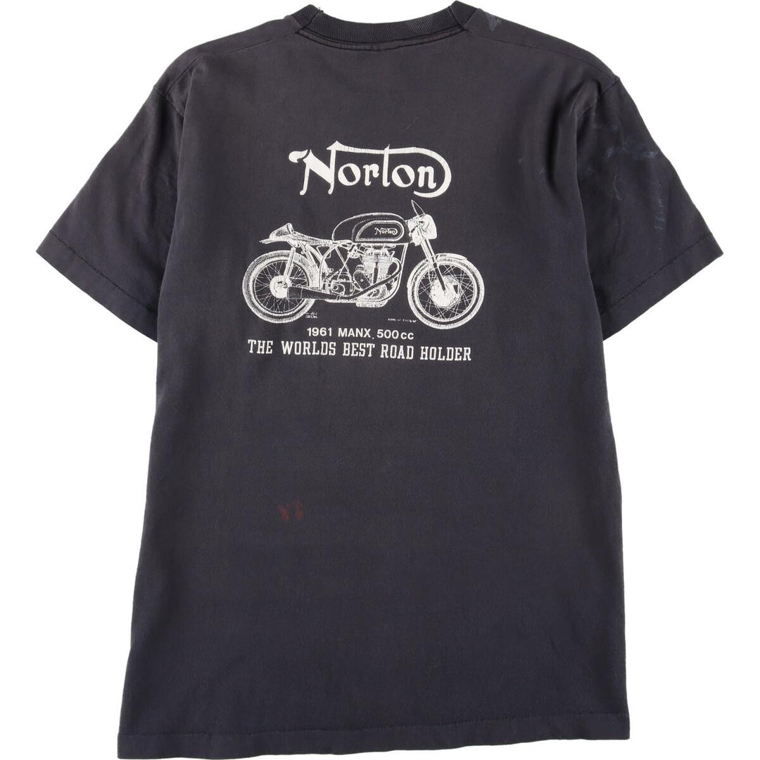 90'S Fruit of the Loom Norton Double-sided Print Motorcycle Bike T-Shirt Made in USA Men's M Vintage /eaa258072