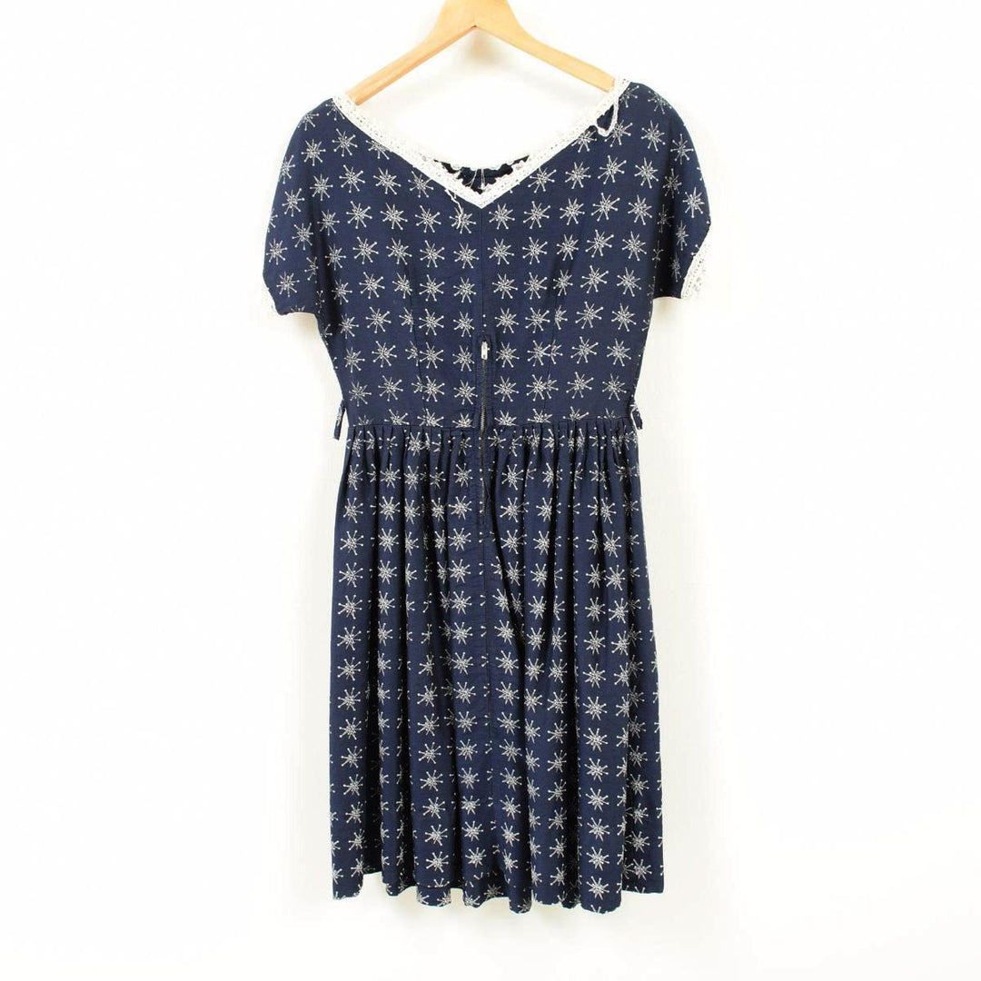 50'S UNKNOWN Short Sleeve Flare Dress Women's M Vintage /eaa268170