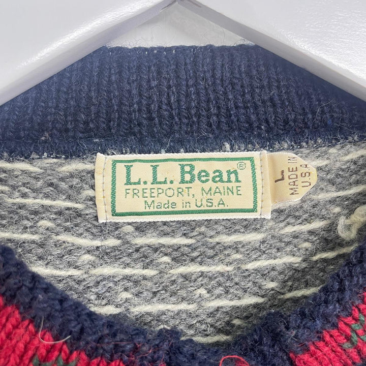 80'S LLBean Nordic wool knit cardigan made in USA, women's L, vintage /eaa271423