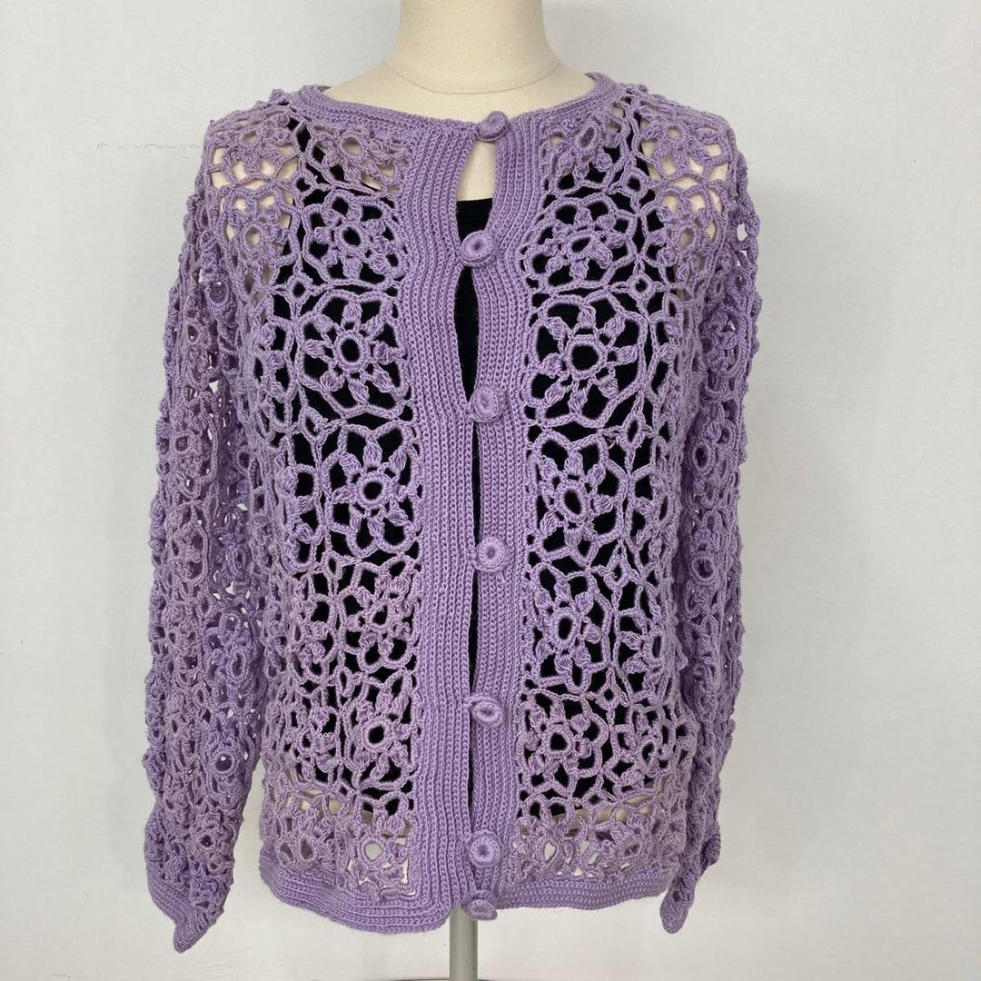 Floral Crochet Knit Cardigan Women's XS [Floral] /eaa286298