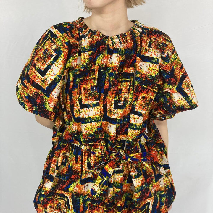 All-over African Batik short-sleeved tunic for women, size L /eaa288521