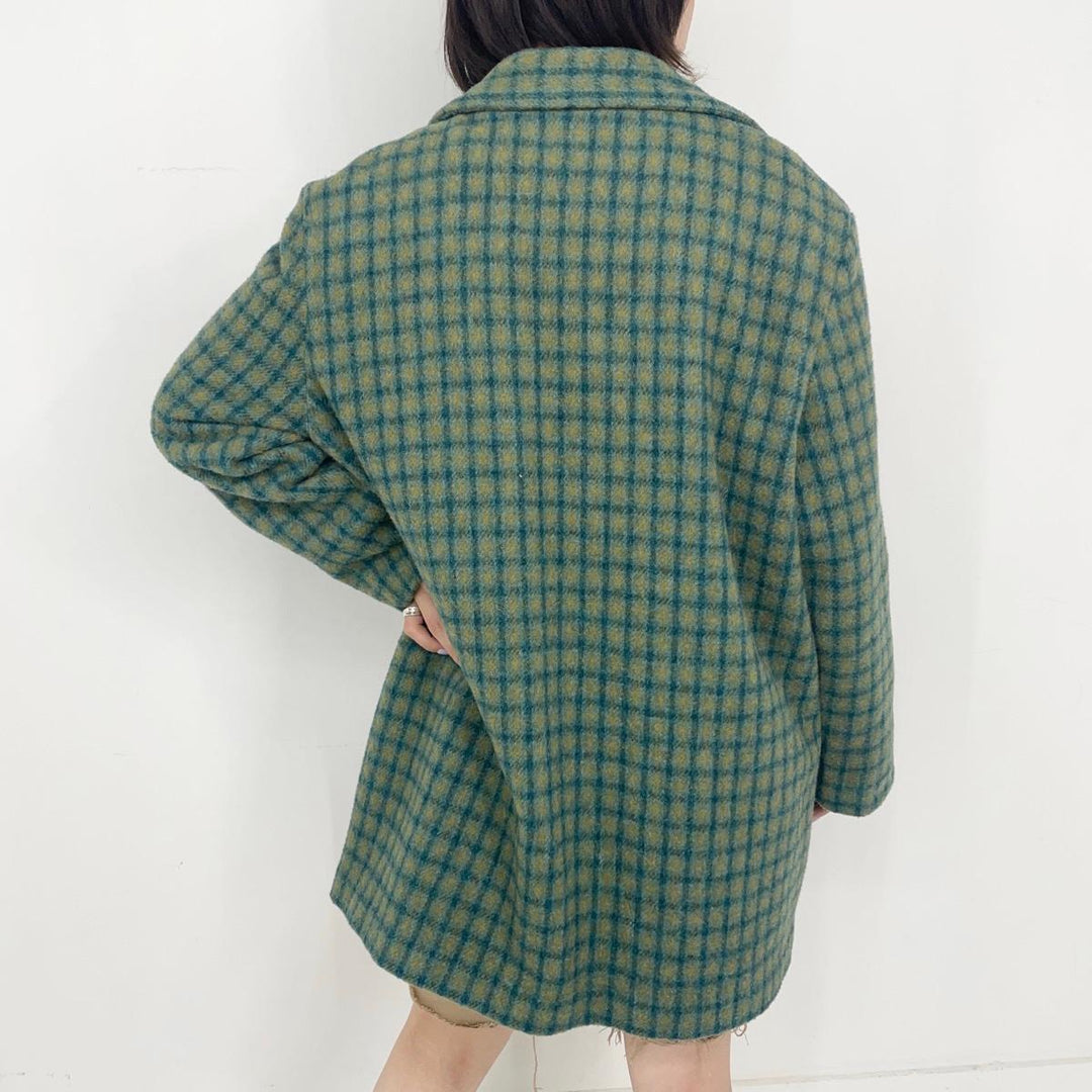 Check Pattern Wool Jacket Women's L Vintage /eaa291167