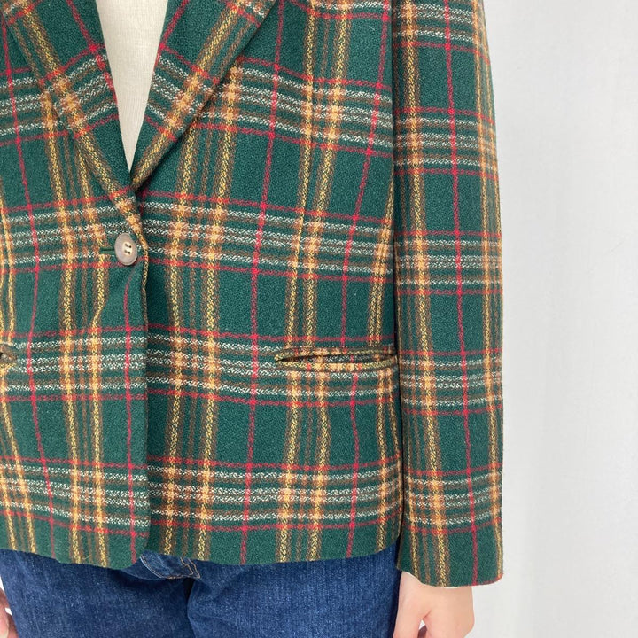 LESLIE FAY Check Pattern Wool Tailored Jacket Women's M /eaa293732