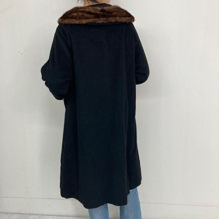 Wool long coat with fur, women's M /eaa293968