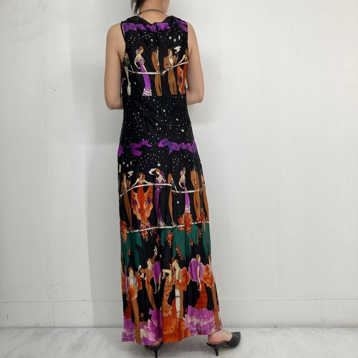 60'S all-over print maxi length sleeveless dress, women's size M, vintage /eaa297965