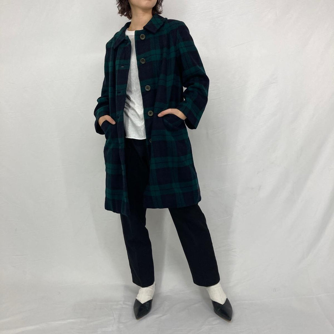 70'S Pendleton Check Pattern Wool Long Coat Women's S Vintage / eaa303347