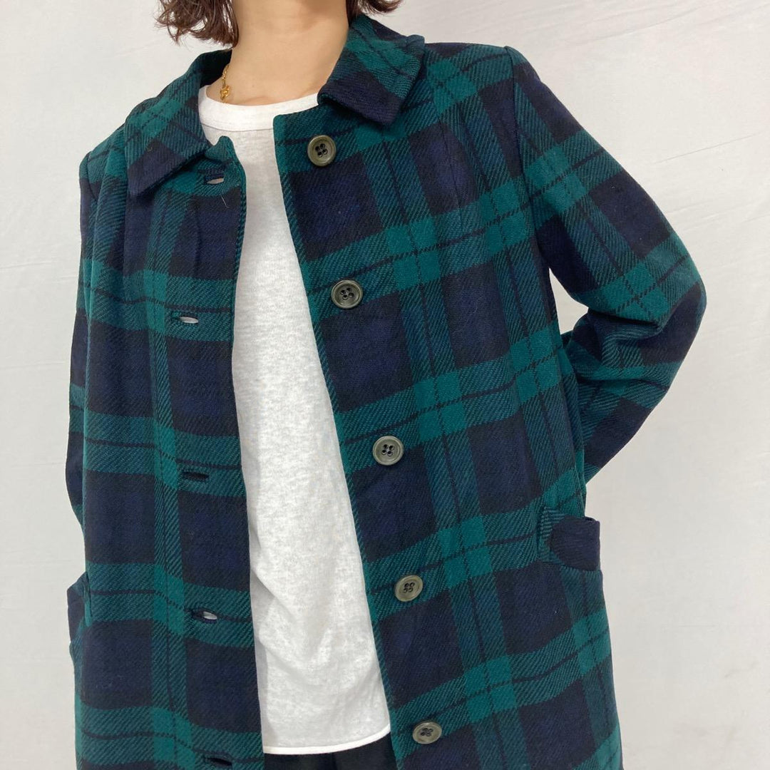 70'S Pendleton Check Pattern Wool Long Coat Women's S Vintage / eaa303347