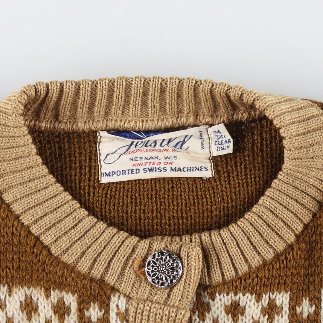 60'S Fers ild Nordic wool knit cardigan, women's, S, vintage /eaa304337