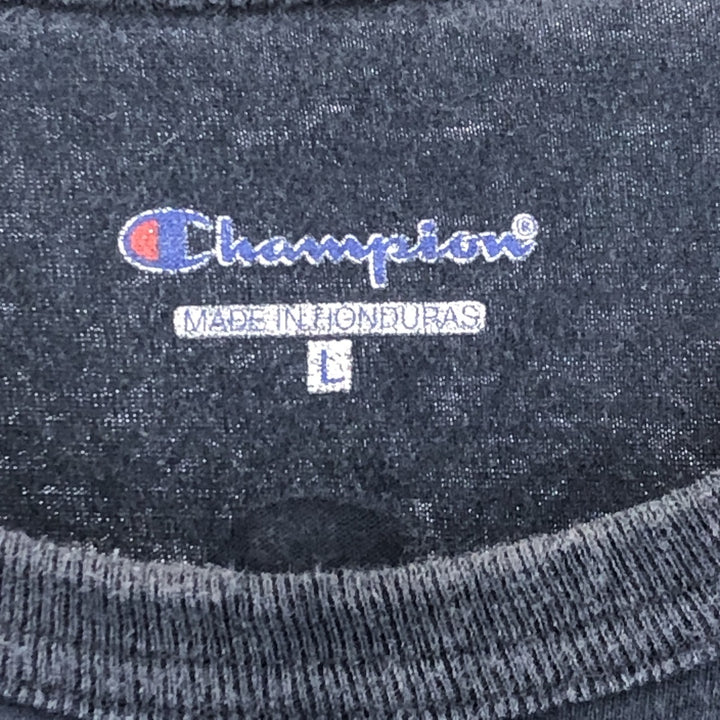 Champion Sleeveless One Point Logo T-Shirt Men's L cotton navy blue type Vintage Second Hand