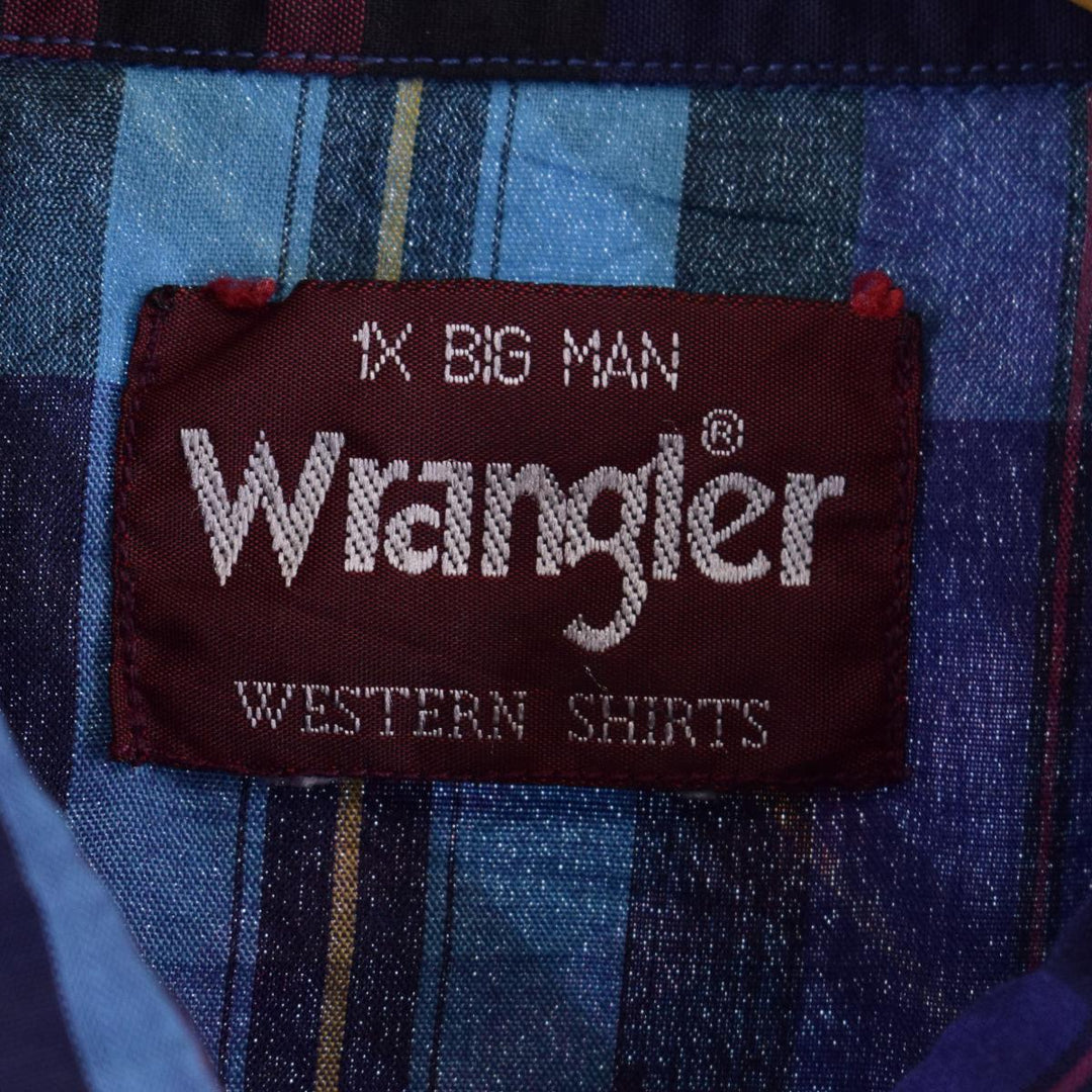 90'S Wrangler Check Pattern Short Sleeve Western Shirt Men's L Vintage /eaa317591