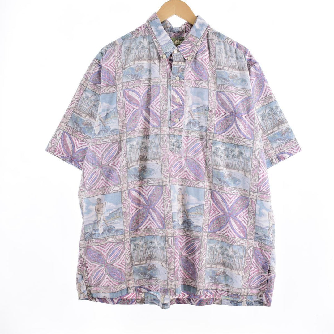 Reyn Spooner MELE KALIKIMAKA All-over Print Pullover Button-Down Hawaiian Aloha Shirt Made in Hawaii Men's X /eaa319016