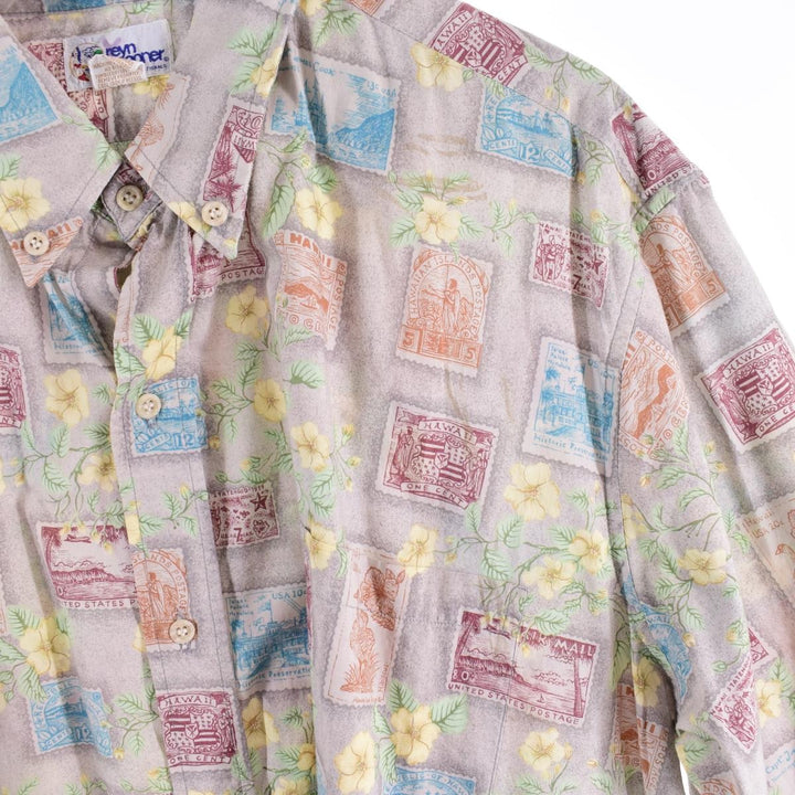 90'S Reyn Spooner Swimsuit Tag Bikini Tag All-Over Print Button-Down Hawaiian Aloha Shirt Made in Hawaii Men's XL /eaa319023